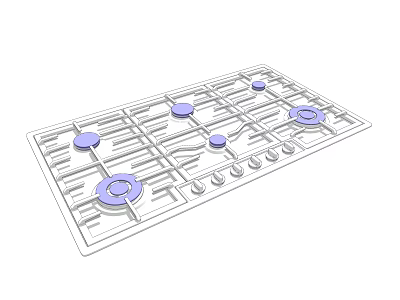 Practical Kitchen Gas Stove With Multiple Burners Control Knobs And Cooking Surface 3d model