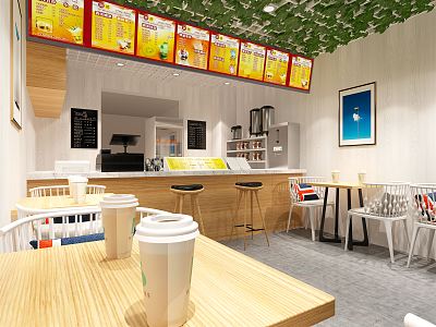 Modern Milk Tea Shop 3d model