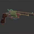 Classic Vintage Revolver With Engraved Metal Body And Wooden Grip Details