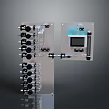 Industrial Control Panel Equipment Featuring Digital Display Multiple Knobs And Metal Panel