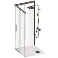 Modern Shower Sauna Space With Glass Partitions And Shower Fixtures