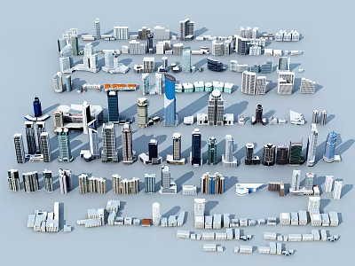 Modern Office Building Models With Diverse Architectural Designs And Urban Layouts 3d model