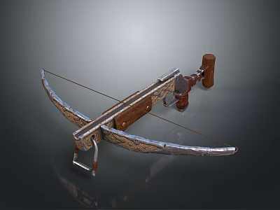 Medieval Crossbow Weapon With Wooden Stock Metal Bow Arms And Intricate Design 3d model