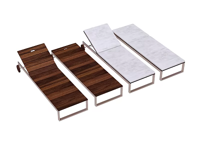 Modern Lounge Chairs With Wooden And Light Colored Seats And Metal Frames 3d model