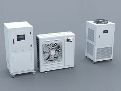 White Industrial Equipment Cooling Systems with Fan Units Digital Display and Efficient Heat Dissipation 3d model