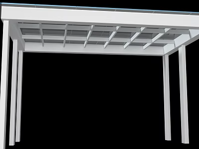 Outdoor White Pergola Structure With Columns And Lattice Roof Design 3d model