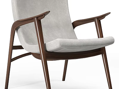 Modern Accent Leisure Chair With Wooden Frame And Gray Fabric Upholstered Seat 3d model