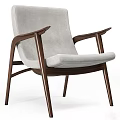 Modern Accent Leisure Chair With Wooden Frame And Gray Fabric Upholstered Seat