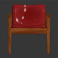 Comfortable Leisure Chair with Red Cushion Backrest and Wooden Armrests Legs