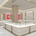 Elegant Modern Jewelry Store Interior Design With Glass Display Counters 3d model