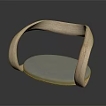 Modern Leisure Chair with Wooden Curved Armrests and Gray Round Cushion