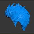 3D Blue Brain Organ With Hairy Fibrous Strands And Detailed Textured Surface