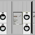 Modern Bathroom Cabinet Rack With Washing Machines And Storage Compartments