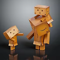 Cute Cardboard Characters With Different Sizes And Smiling Faces Interacting Together 3d model