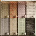 Various Colored Woven Fabrics With Checkered Striped Textures And Spherical Decorations
