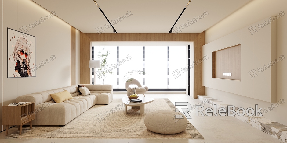 Modern Minimalist Cream Living Room Minimalist Cream Living Room model