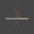 Ancient Egyptian Wooden Boat With Horus Eye Sail In Desert Mountain Scene