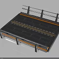 Technical Mechanical Component Platform With Grid Surface And Orange Lines 3d model