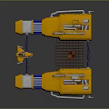 Orbital Space Station Dual Modules In Yellow Blue With Grid Structure 3d model