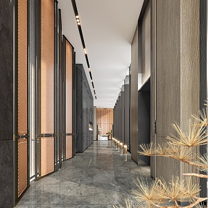 Modern aisle high-grade elevator hall 3d model