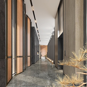 Modern aisle high-grade elevator hall 3d model