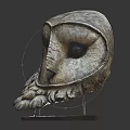 Natural Style Owl Decorative Ornament Sculpture Set With Textured Details And Metal Base