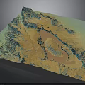 Detailed 3D Terrain Model Displaying Mountain Ranges And Colored Elevation