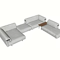 Modern Light Gray Sectional Sofa Set With Modular Design And Cushioned Seats 3d model