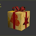 Yellow Decorative Gift Box With Red Ribbon Bow And Heart Star Patterns