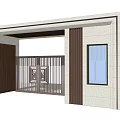 Modern Entrance Gate Design With Metal Railings Greenery And Lawn Surroundings