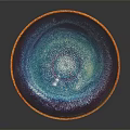 Elegant Ceramic Tableware Set With Purple Blue Iridescent Bowl And Vibrant Glossy Finish