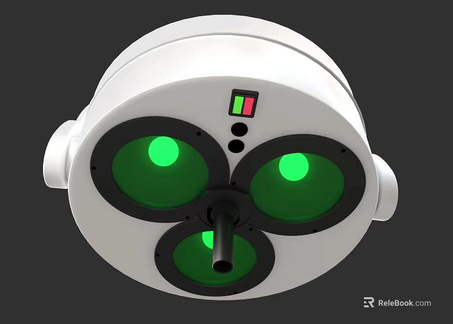 Medical Device With Red And Green Indicators White Casing And Triple Circular Components 3d model 
