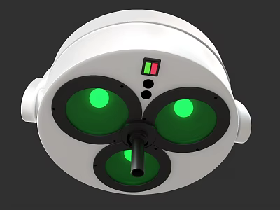 Medical Device With Red And Green Indicators White Casing And Triple Circular Components 3d model