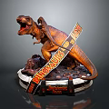 Realistic T Rex Dinosaur Model with Open Mouth Jurassic Park Banner Label