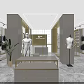 Elegant Clothing Store Interior With Mannequins Garment Racks And Display Counters