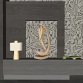 Modern Entryway Console Table With Golden Sculpture Table Lamp And Textured Wall 3d model