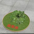 Fresh Vegetables Display With Green Lettuce On Round Mat And Stone Floor