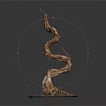 Natural Curved Wood Sculpture With Stone Base For Decorative