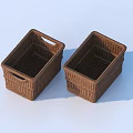 Two Brown Woven Storage Baskets with Handles for Home Organizing and Daily Use
