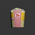 Crispy Corn Popcorn In Yellow Cup And Red White Striped Paper Container 3d model