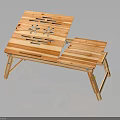 Wooden Foldable Portable Desk for Electronics with Hollow Patterns and Stable Legs 3d model