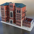 Red Brick Detached Villa Featuring Green Roof Arched Windows Multiple Stories And External Staircase