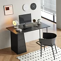 Modern Black Desk With Computer Monitor Lamp Books And Minimalist Office Chair
