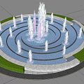 Modern Fountain Round Fountain Pool Square Fountain Water Column Water Drop 3d model