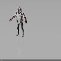 White And Red Armored Sci Fi Character With Helmet In Standing Pose 3d model