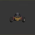 Yellow Off Road Buggy With Large Tires Muddy Body And Roll Cage
