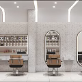 Modern Beauty Hair Salon Interior With Stylish Chairs Large Mirrors Reception Bench And Marble Floor