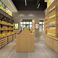 Bright Organized Supermarket Retail Store With Fresh Fruit Displays And Multiple Product Shelves