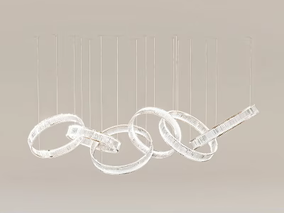Modern Artistic White Circular Chandelier with Intertwined Rings Hanging from Ceiling 3d model
