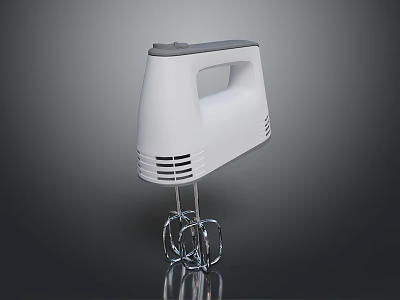 Sleek White Hand Mixer Kitchen Appliance With Stainless Steel Mixing Beaters 3d model